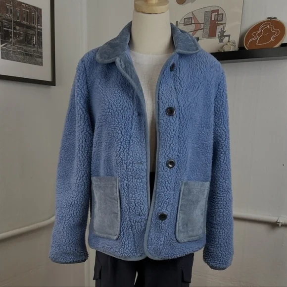 Alex Mill Blue Sherpa Work Jacket Medium - Picture 5 of 12